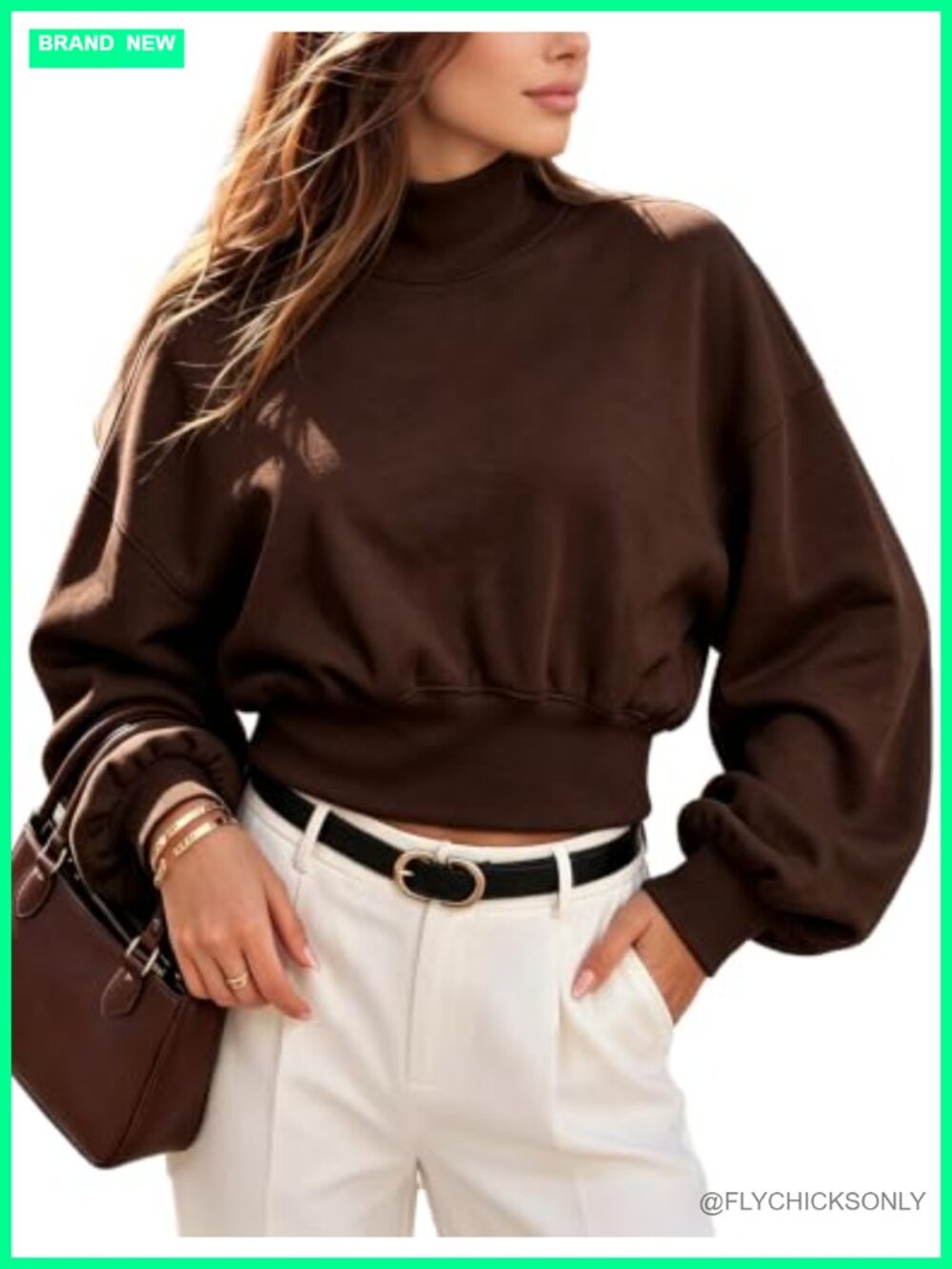 Womens Mock Neck Cropped Sweatshirt Modal Soft Oversized Pullover Gym Top